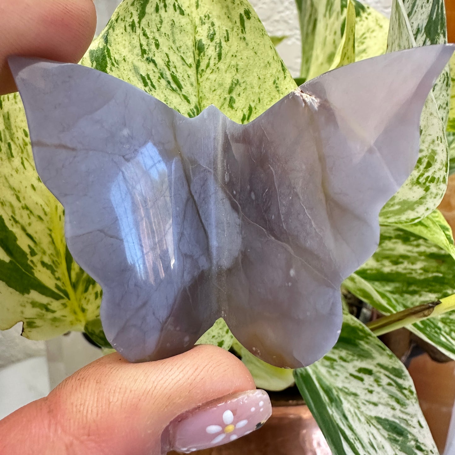 Purple Chalcedony Butterfly - 2.3 inch - Imperfect