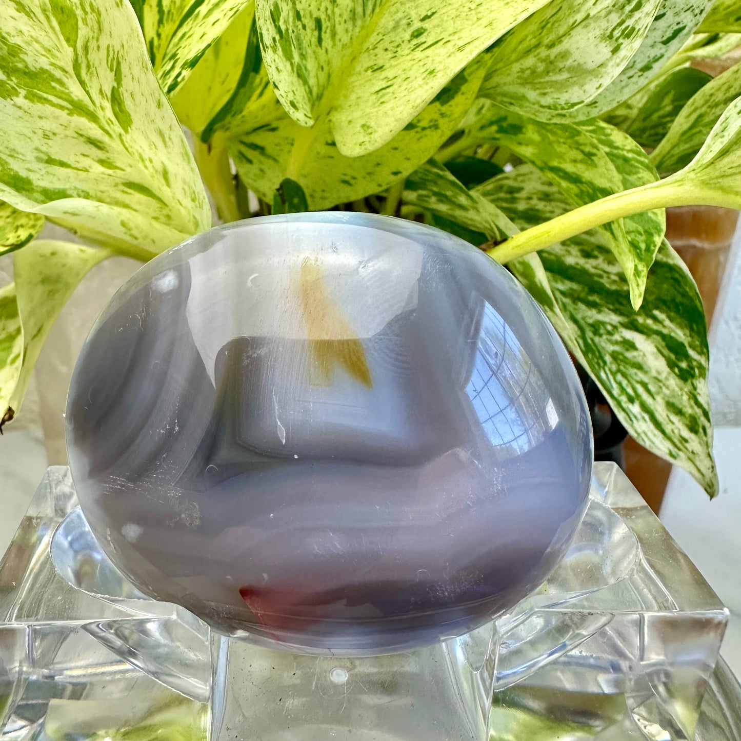 Large Banded Orca Agate Palm Stone (Q)