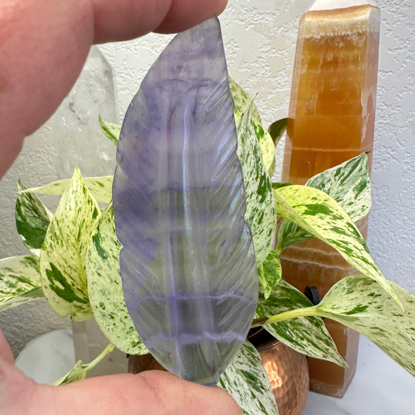 Crystal Feathers - Fluorite - Rose Quartz - 3.3-3.6 inch