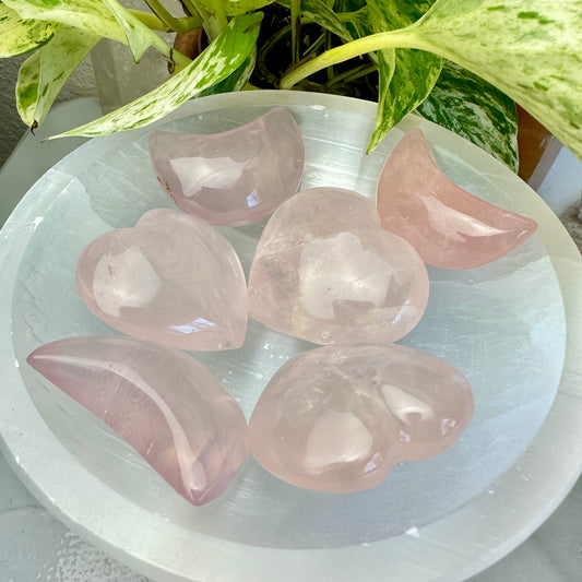 Gemmy Rose Quartz Hearts and Moons - 2 inch