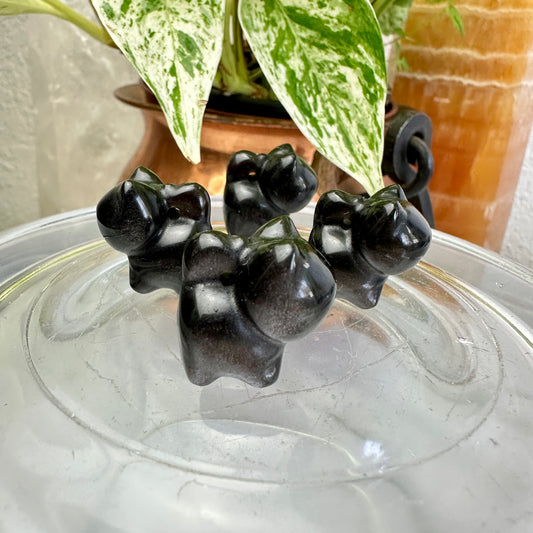 Silver and Gold Sheen Obsidian Cats