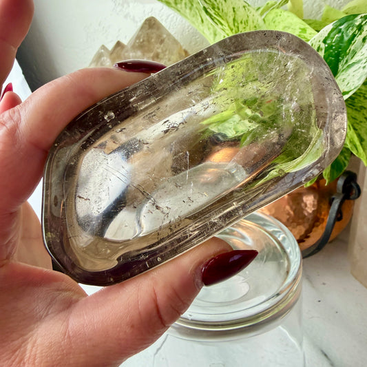 Polished Smoky Quartz Dish – Crystal Decor, Grounding Energy, Jewelry Holder, Meditation Altar Accent