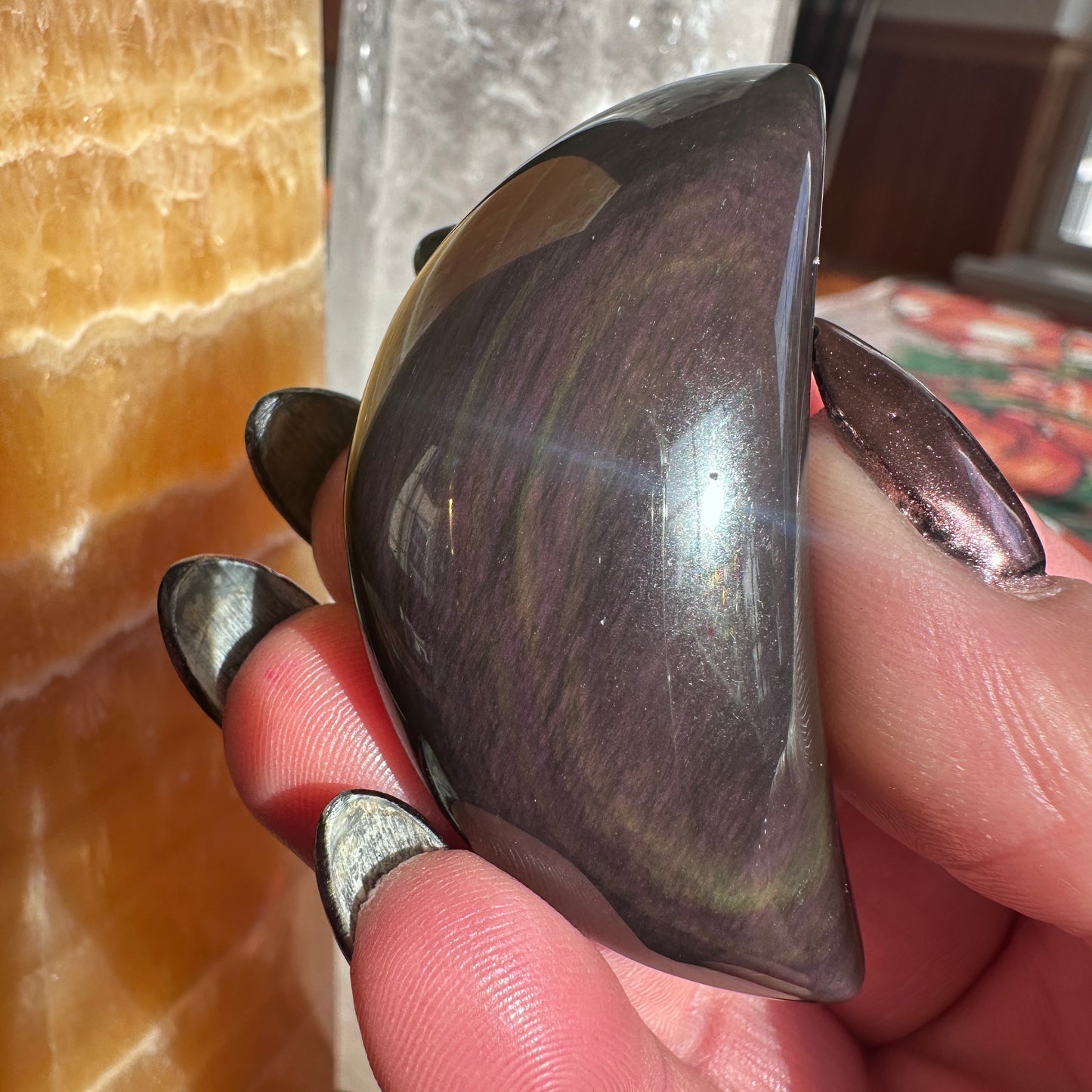 Rainbow Obsidian Moons - Katie's Mystic Crystals