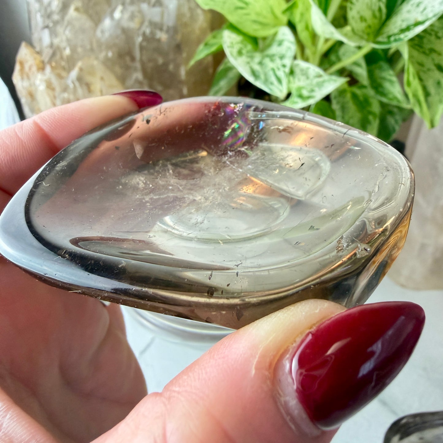 Polished Smoky Quartz Dish – Crystal Decor, Grounding Energy, Jewelry Holder, Meditation Altar Accent