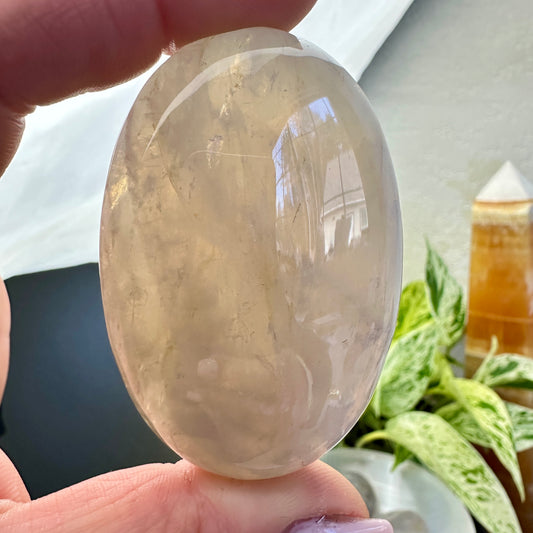 Blue Rose Quartz Palm Stones - Katie's Mystic Crystals