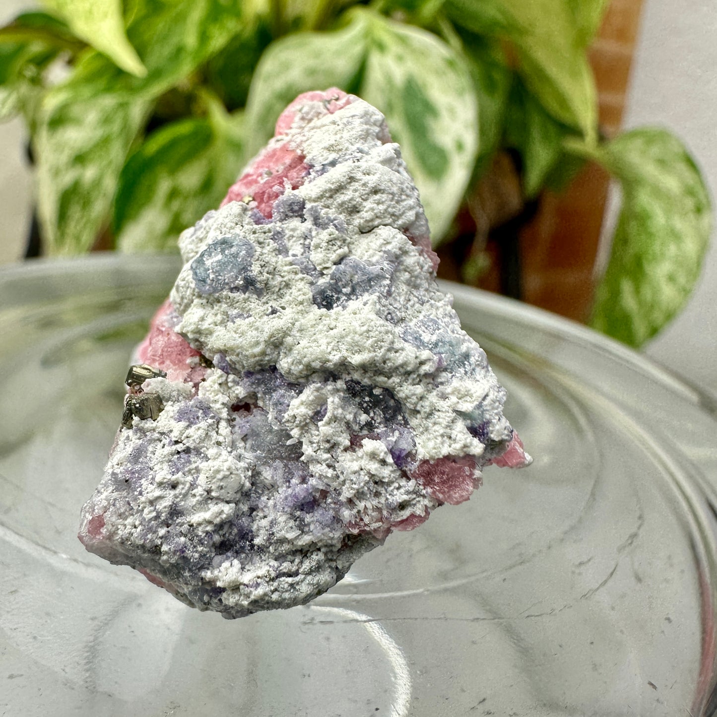 Rhodochrosite with Fluorite & Pyrite – Heart Healing + Intuition + Abundance (54g)