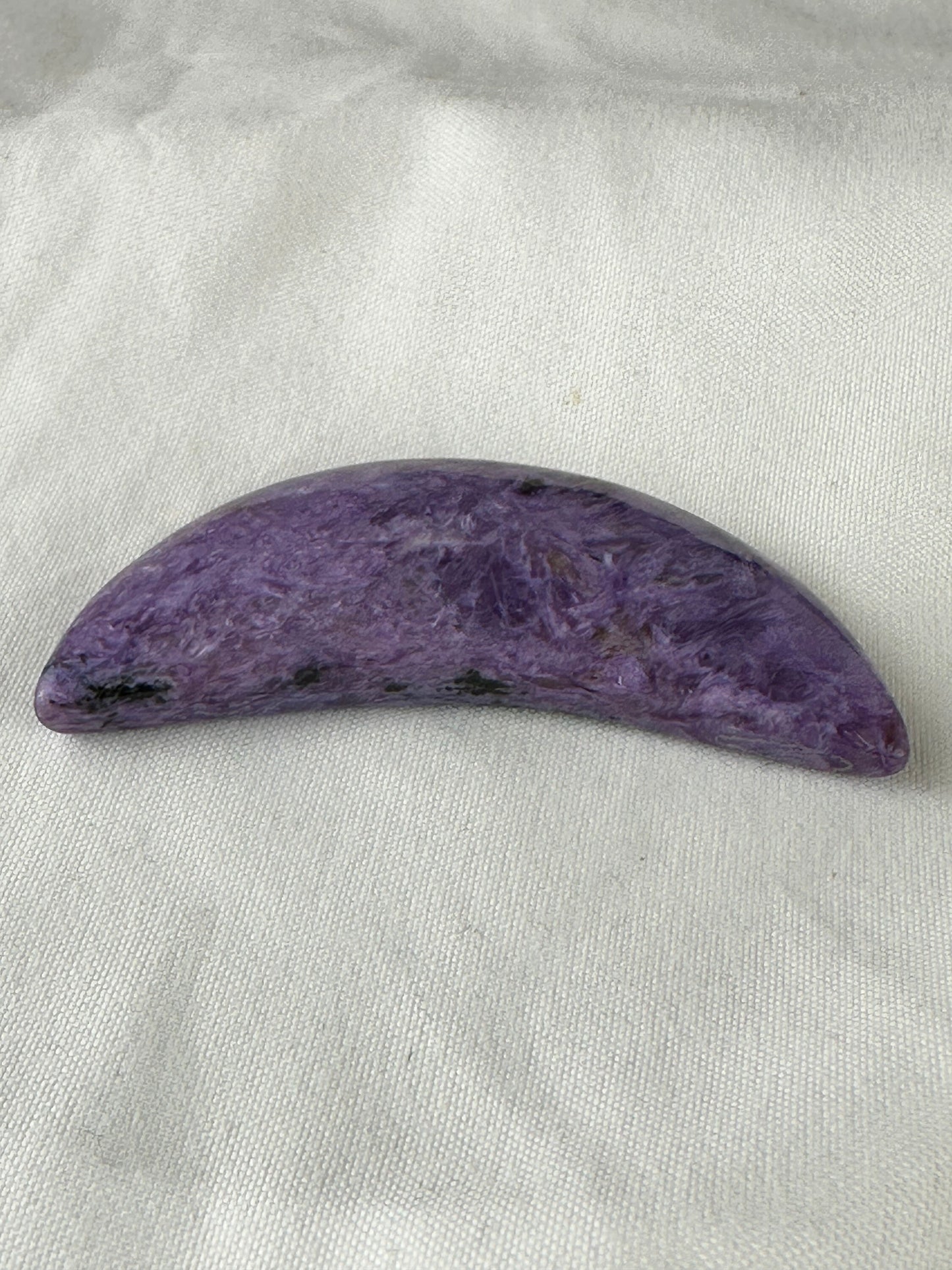 Stunning Charoite Moon Carving (A) purple, protection, energy