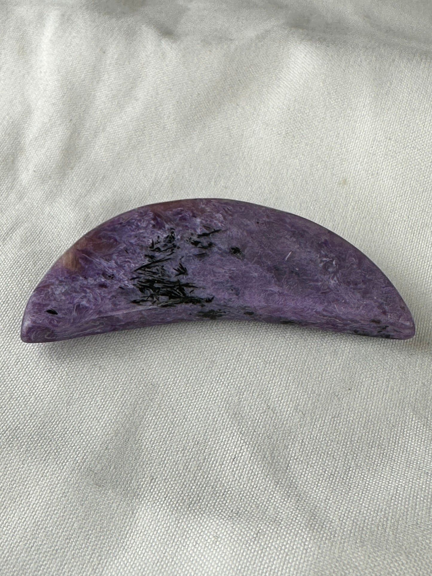 Stunning Charoite Moon Carving (A) purple, protection, energy
