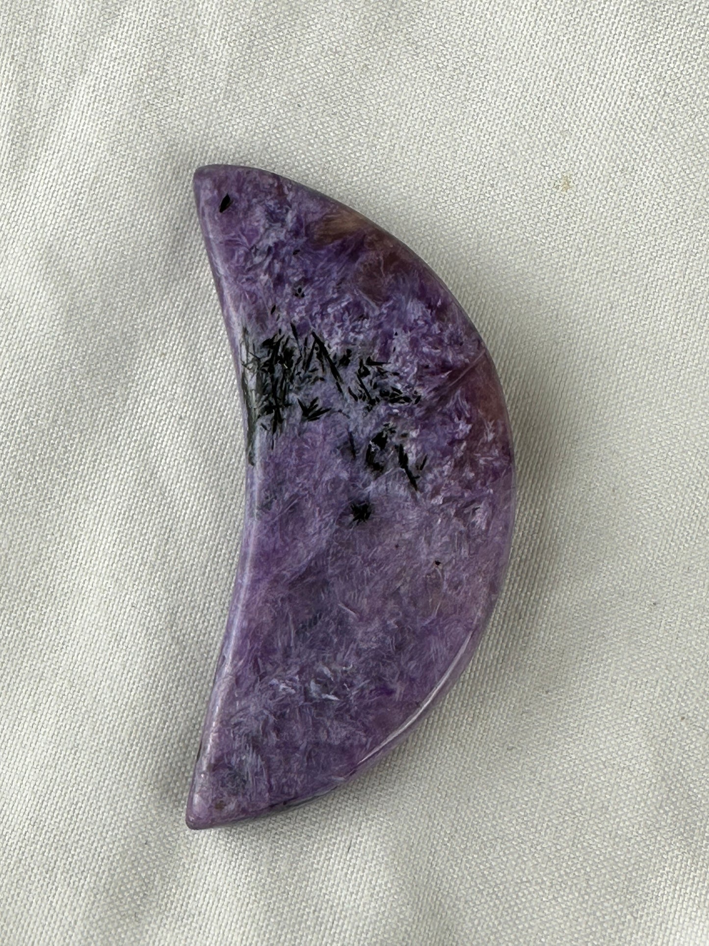 Stunning Charoite Moon Carving (A) purple, protection, energy