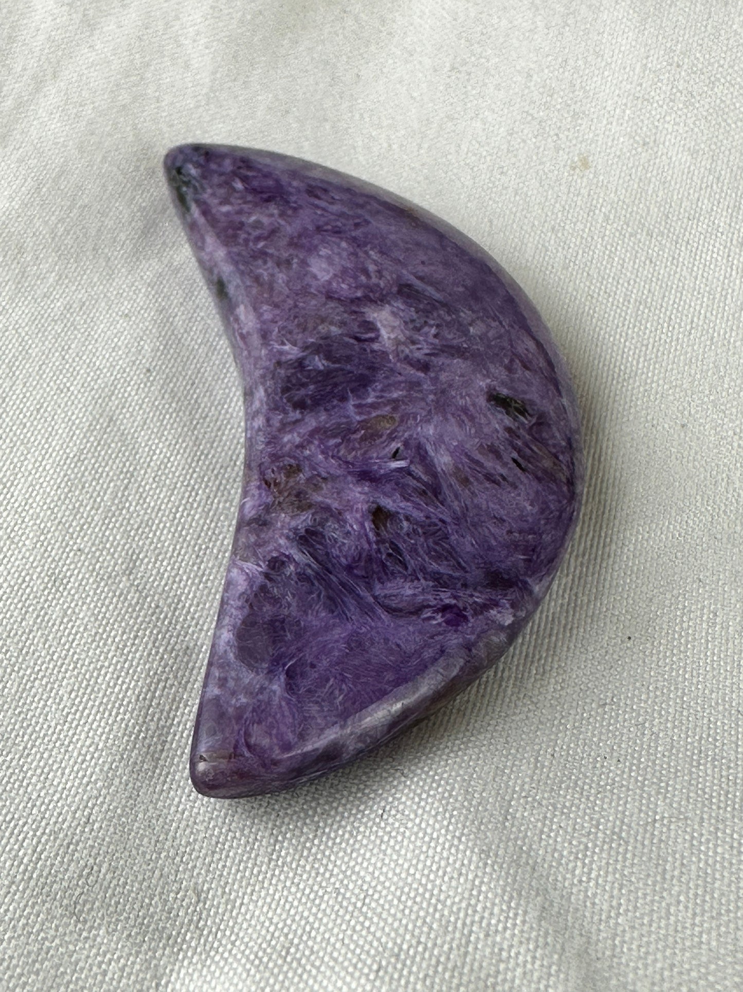 Stunning Charoite Moon Carving (A) purple, protection, energy
