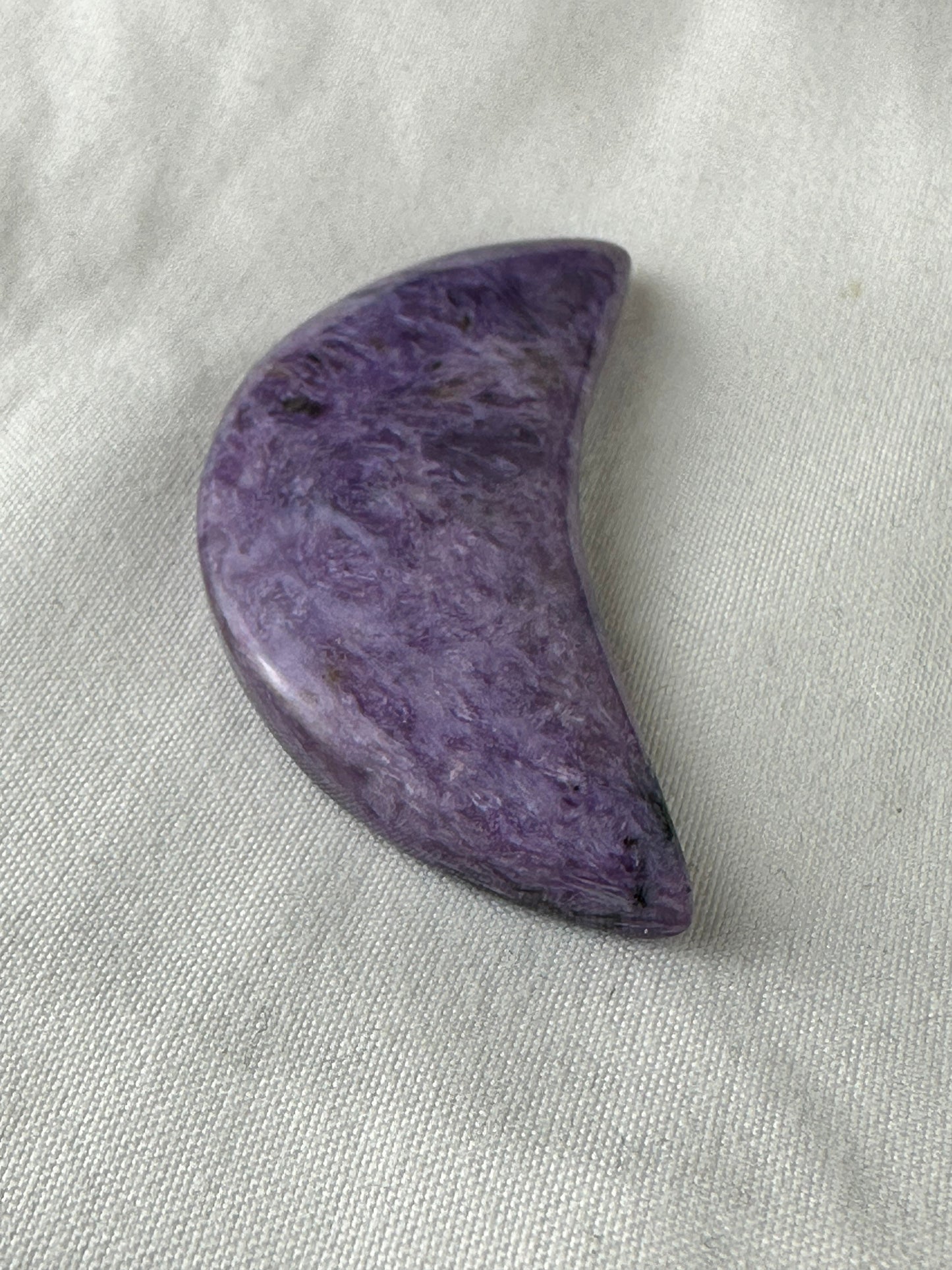 Stunning Charoite Moon Carving (A) purple, protection, energy