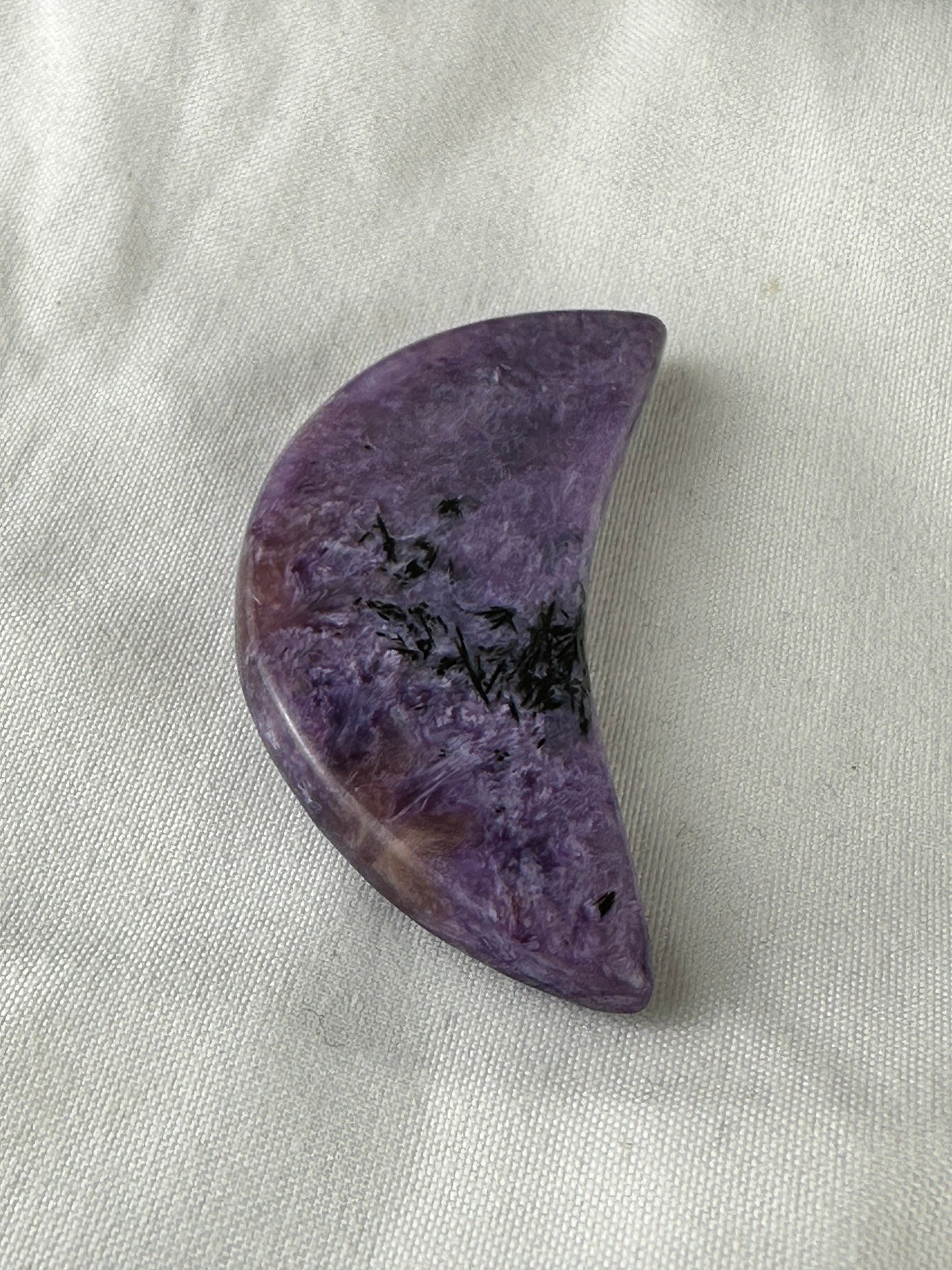 Stunning Charoite Moon Carving (A) purple, protection, energy