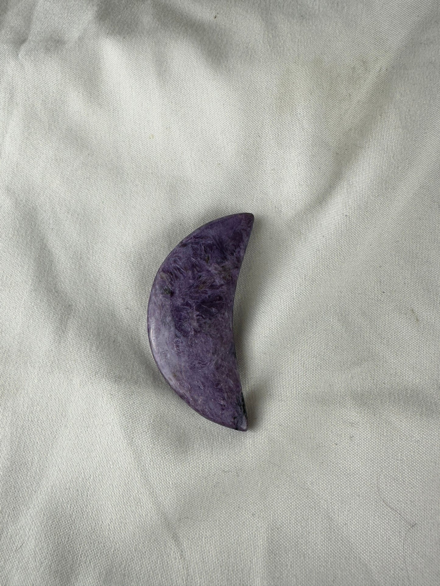 Stunning Charoite Moon Carving (A) purple, protection, energy