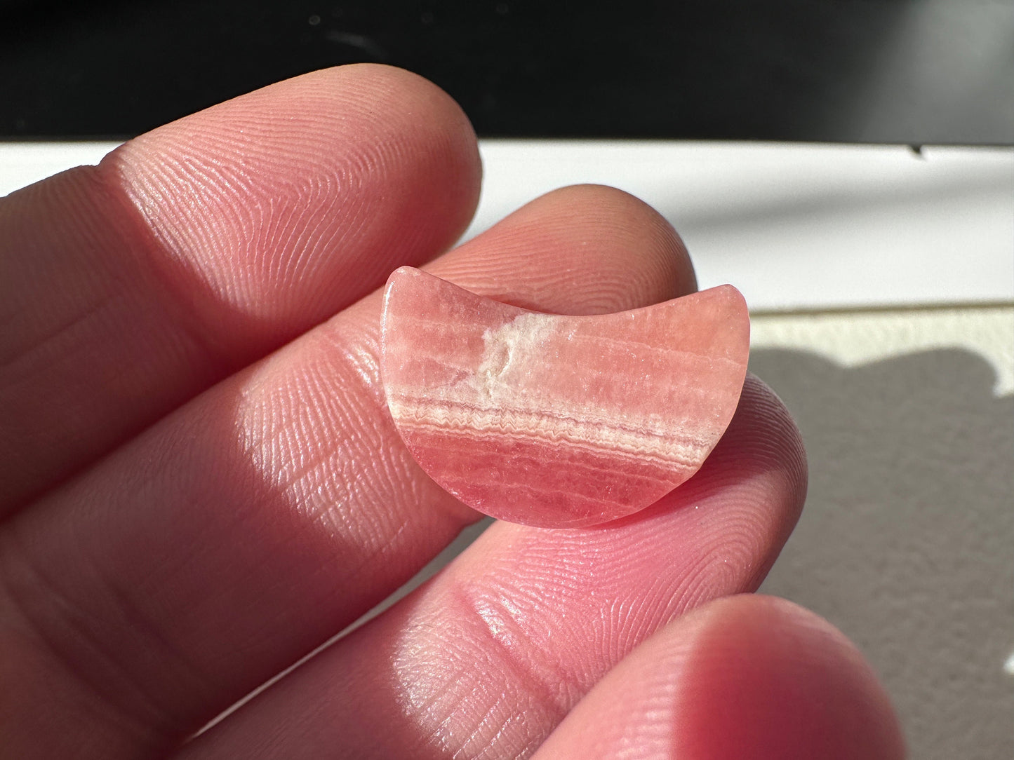 RHODOCHROSITE Crystal Moon (A) Crescent Moon, Healing Crystals, Self Care, Gift for her, Natural Crystals, Meditation Stones, Reiki Healing - Katie's Mystic Crystals