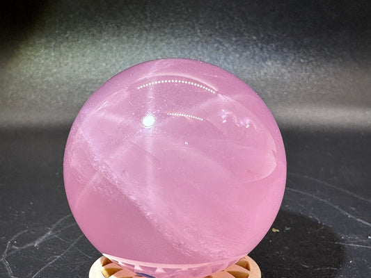 Star Rose Quartz Sphere 43.3mm (A) Top Grade 6 Star Rose Quartz, Deep Pink Rose Quartz,Star Rose Sphere, Natural Star Rose,Love Stone, Rare - Katie's Mystic Crystals