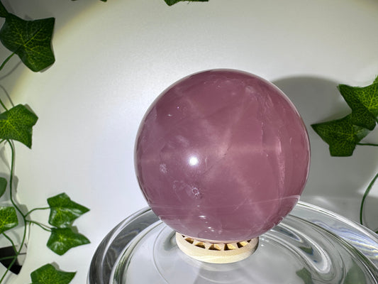 Star Rose Quartz Sphere 66.5mm (E) Top Grade 6 Star Rose Quartz, Deep Pink Rose Quartz,Star Rose Sphere, Natural Star Rose,Love Stone, Rare - Katie's Mystic Crystals