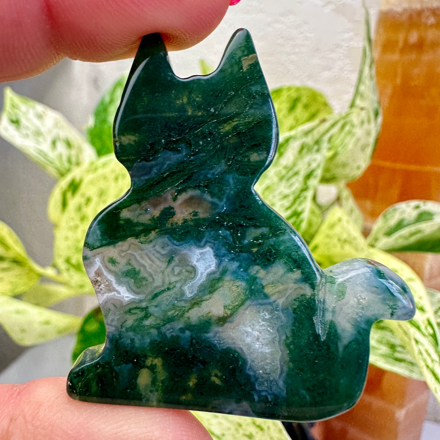 Moss Agate Slab Cat