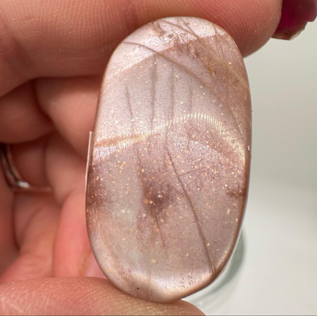 Peach Moonstone with Sunstone Palm Stones