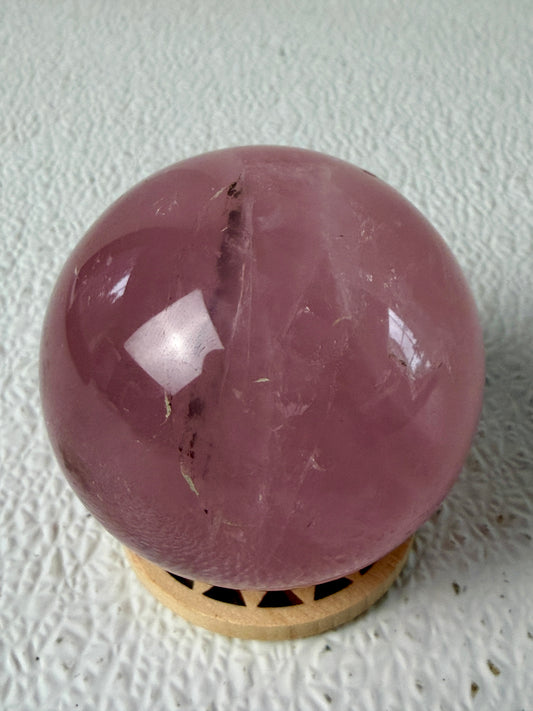 Classic Soft Pink Rose Quartz Sphere (356g) – Translucent Love & Calm