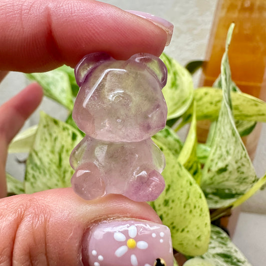 Faceted Fluorite Bears 1in - Yellow Fluorite - Pink Fluorite - Katie's Mystic Crystals