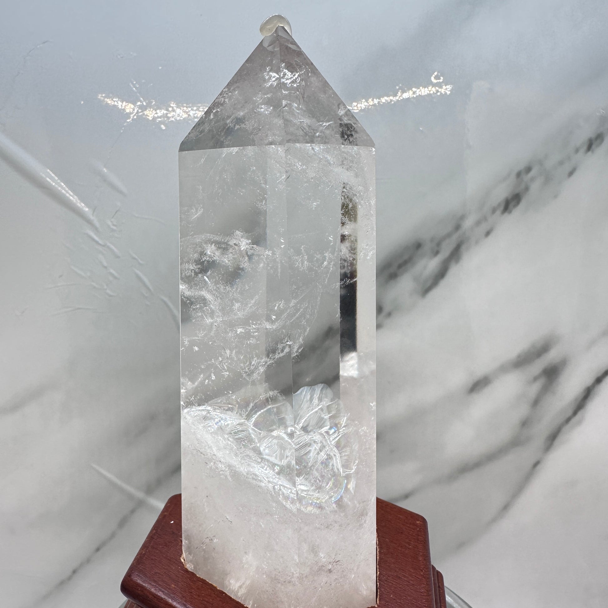6in Clear Quartz Point with custom stand - Katie's Mystic Crystals