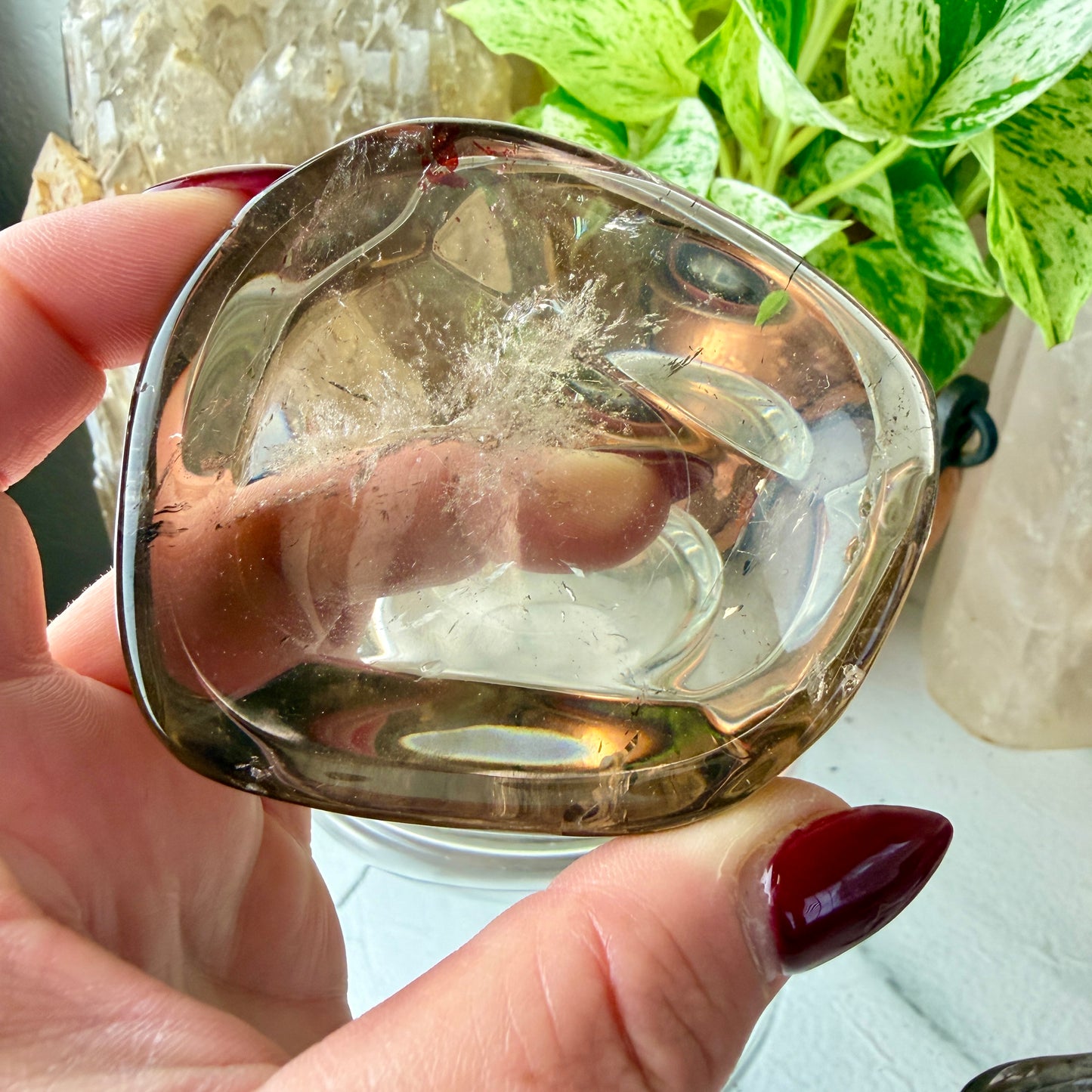 Polished Smoky Quartz Dish – Crystal Decor, Grounding Energy, Jewelry Holder, Meditation Altar Accent