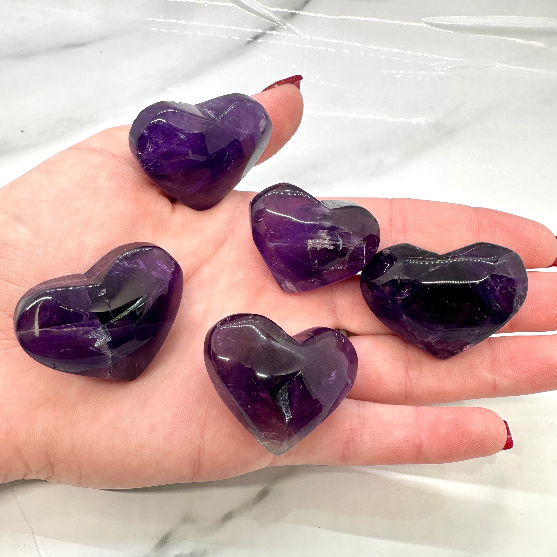 Mini Amethyst Crystal Hearts Intuitive Pick - Katie's Mystic Crystals