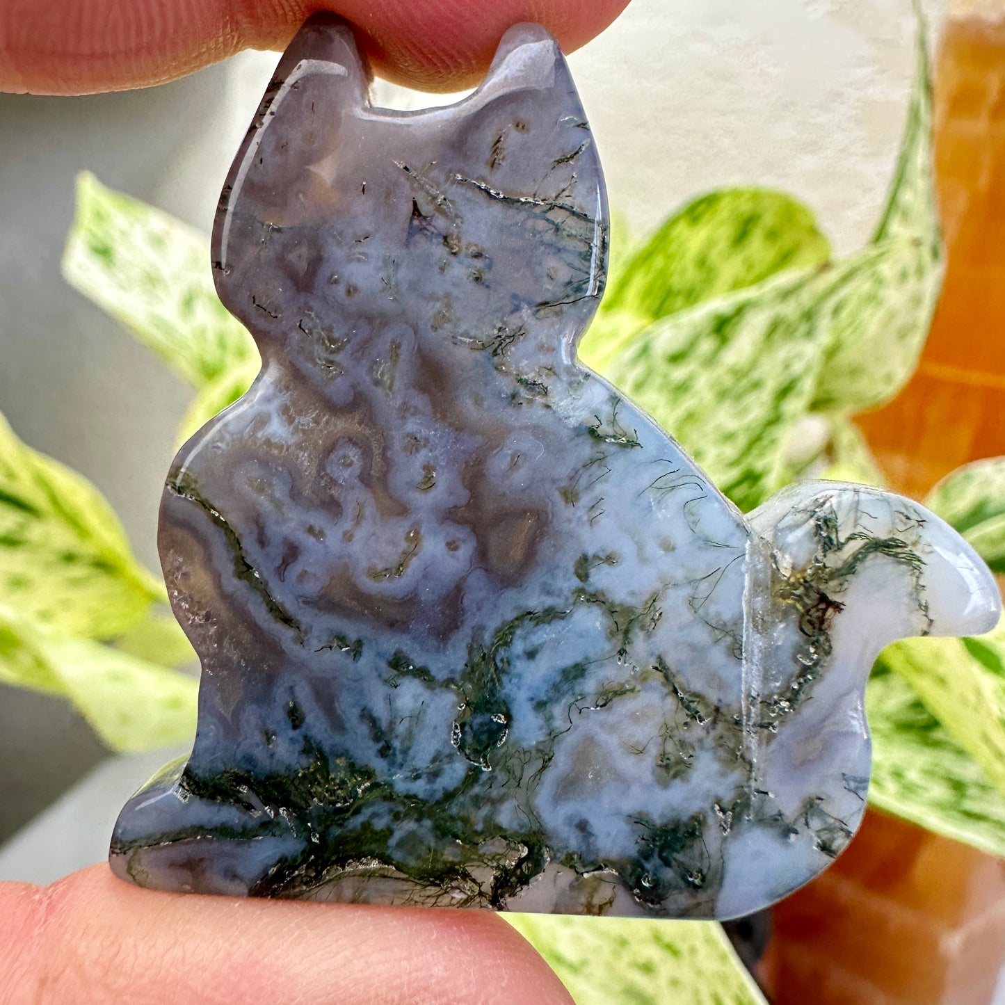 Moss Agate Slab Cat