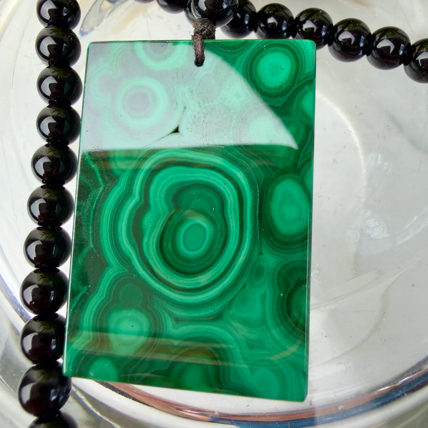 Malachite & Black Obsidian Necklace – Protection & Transformation Pendant 💚🖤✨