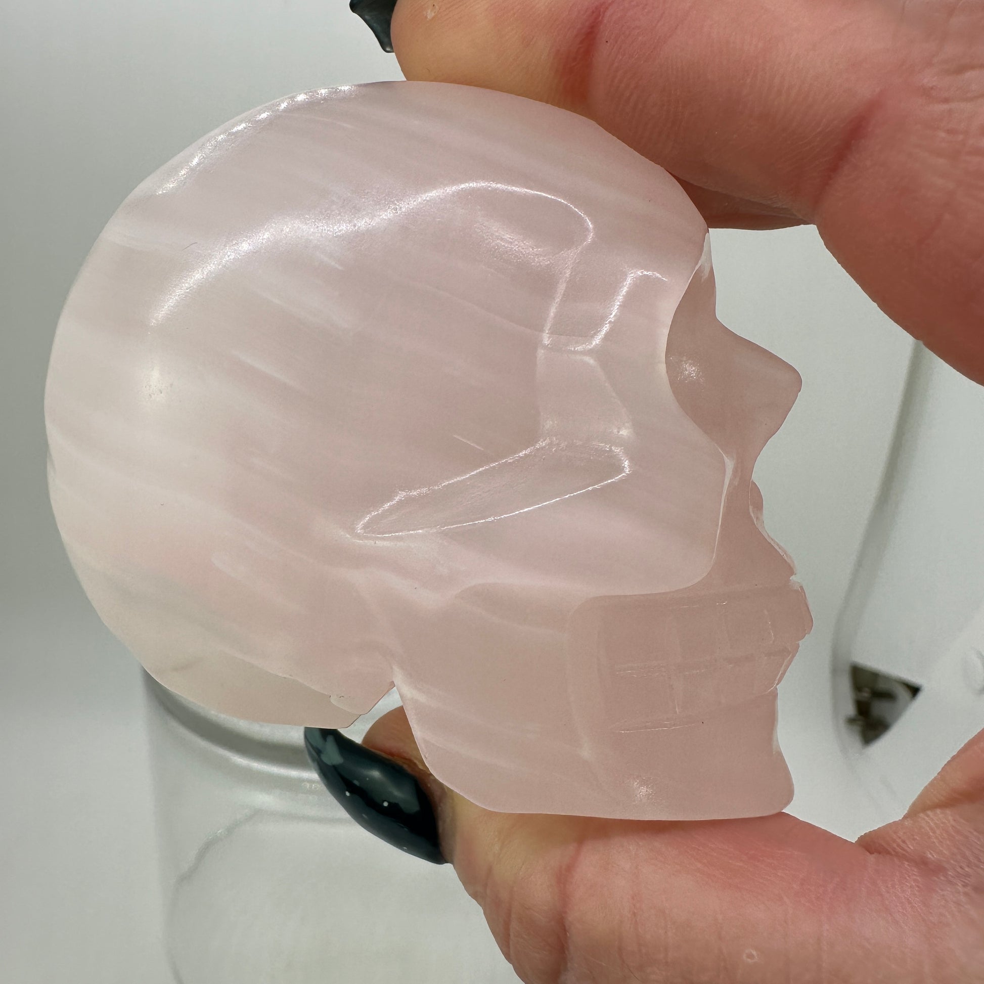 UV Reactive Mangano Calcite Skull - Katie's Mystic Crystals