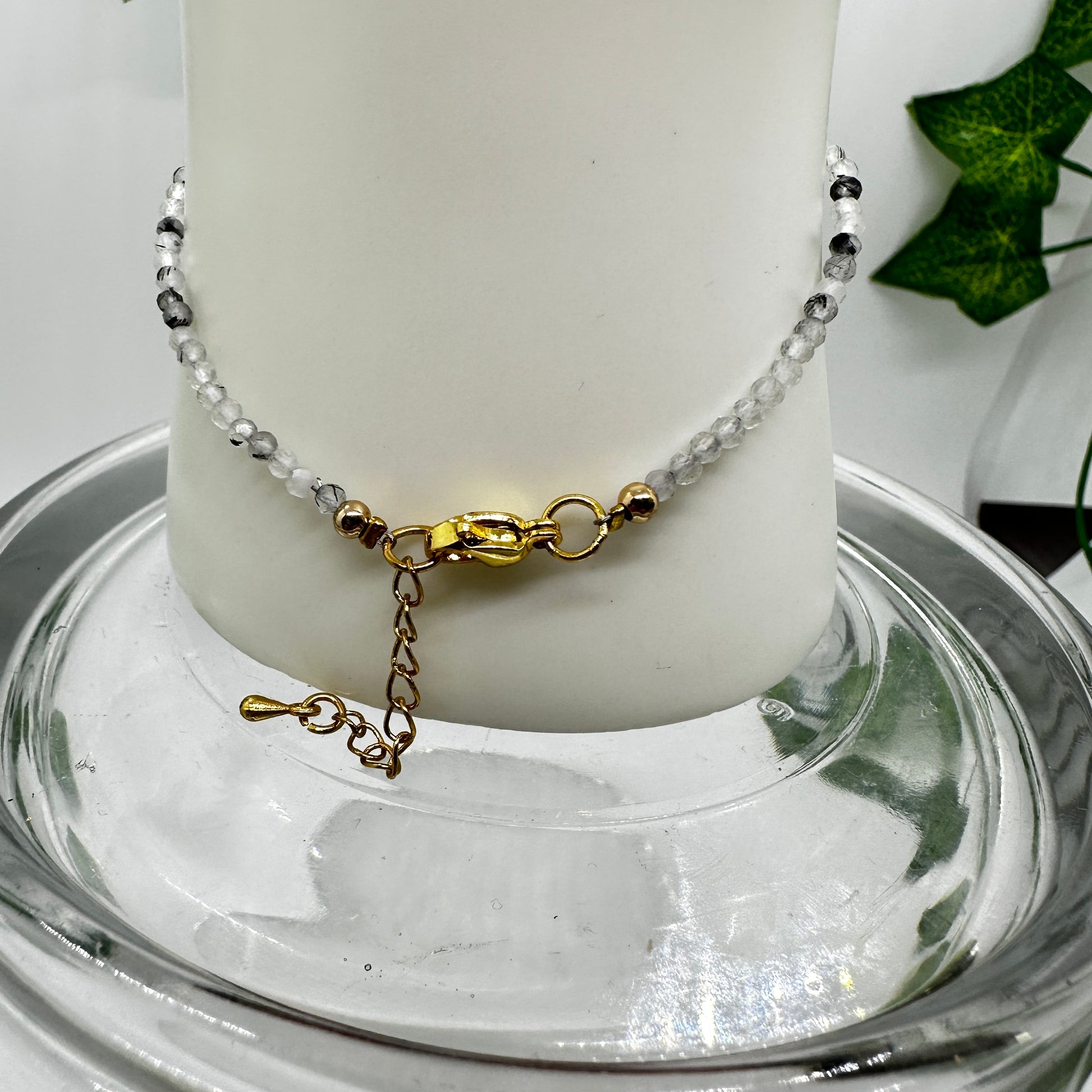 Minimalist Faceted Black Tourmaline in Quartz Bracelet - Katie's Mystic Crystals