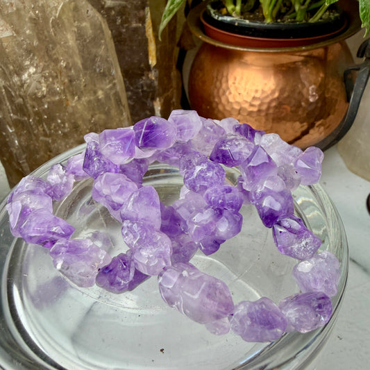 Polished Amethyst Flower Bracelet