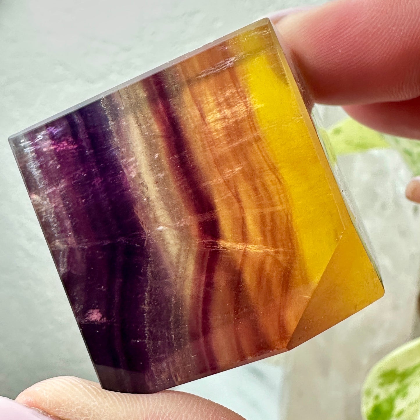 Yellow & Purple Banded Fluorite Cubes with Sparkling Mica — 1.2–1.4 inch
Clarity | Confidence | Spiritual Focus