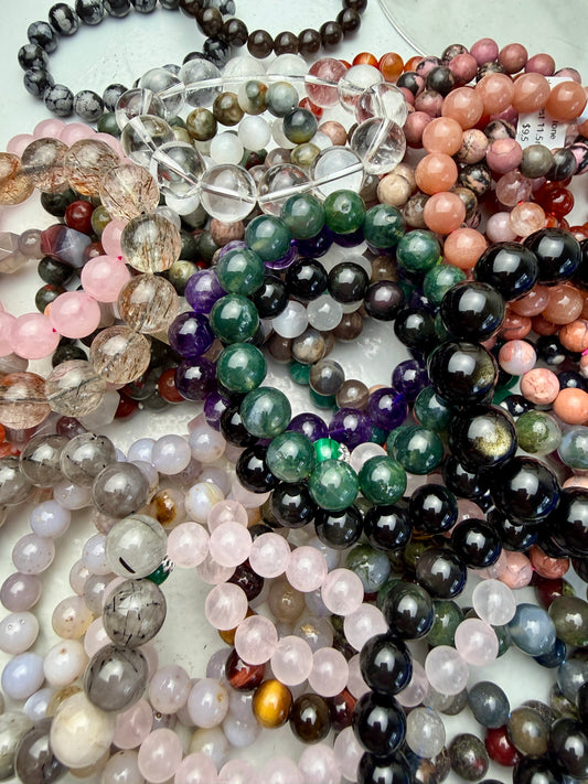 9–16mm Crystal Bead Bracelets – Genuine Gemstones