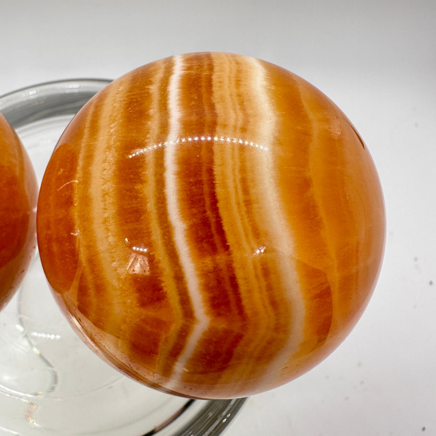 62-64mm Banded Orange Calcite Sphere - Katie's Mystic Crystals