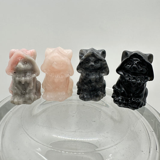 Hooded Crystal Cat - Rose Quartz