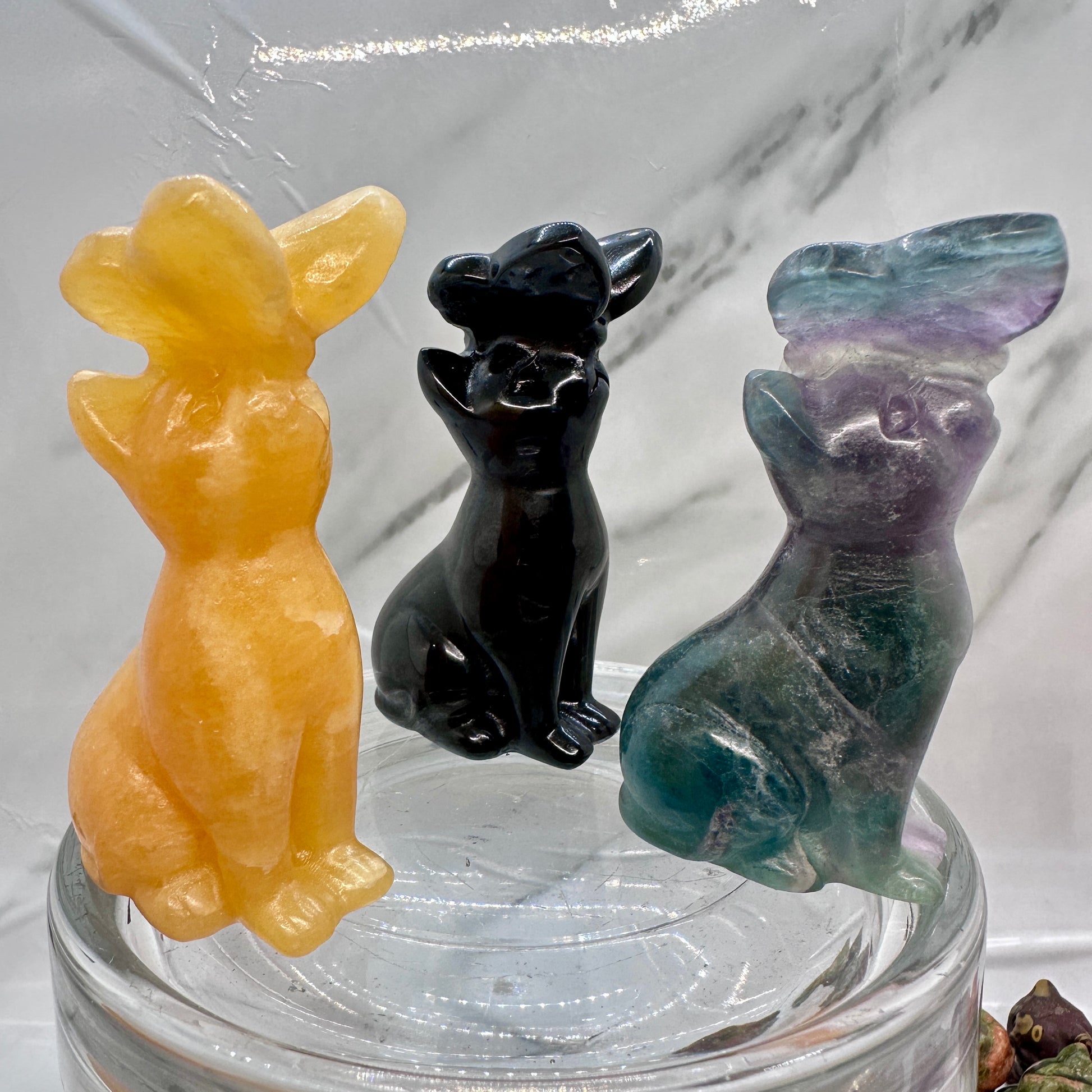 3in Crystal Cat with Butterfly - Katie's Mystic Crystals