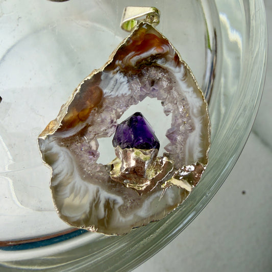 Agate & Amethyst Crystal Pendants – Protective Healing Jewelry (1.3–1.7”) ✨💜