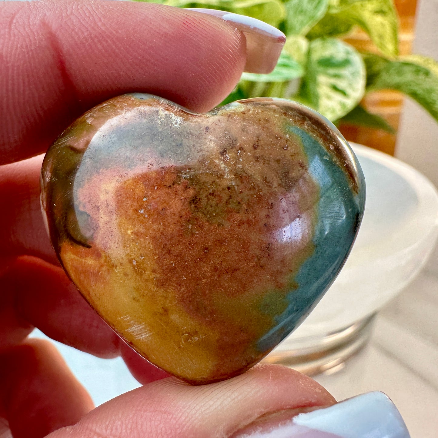Puffy Polychrome Jasper Hearts — 1.2–1.4 inches
Stability | Joy | Emotional Balance