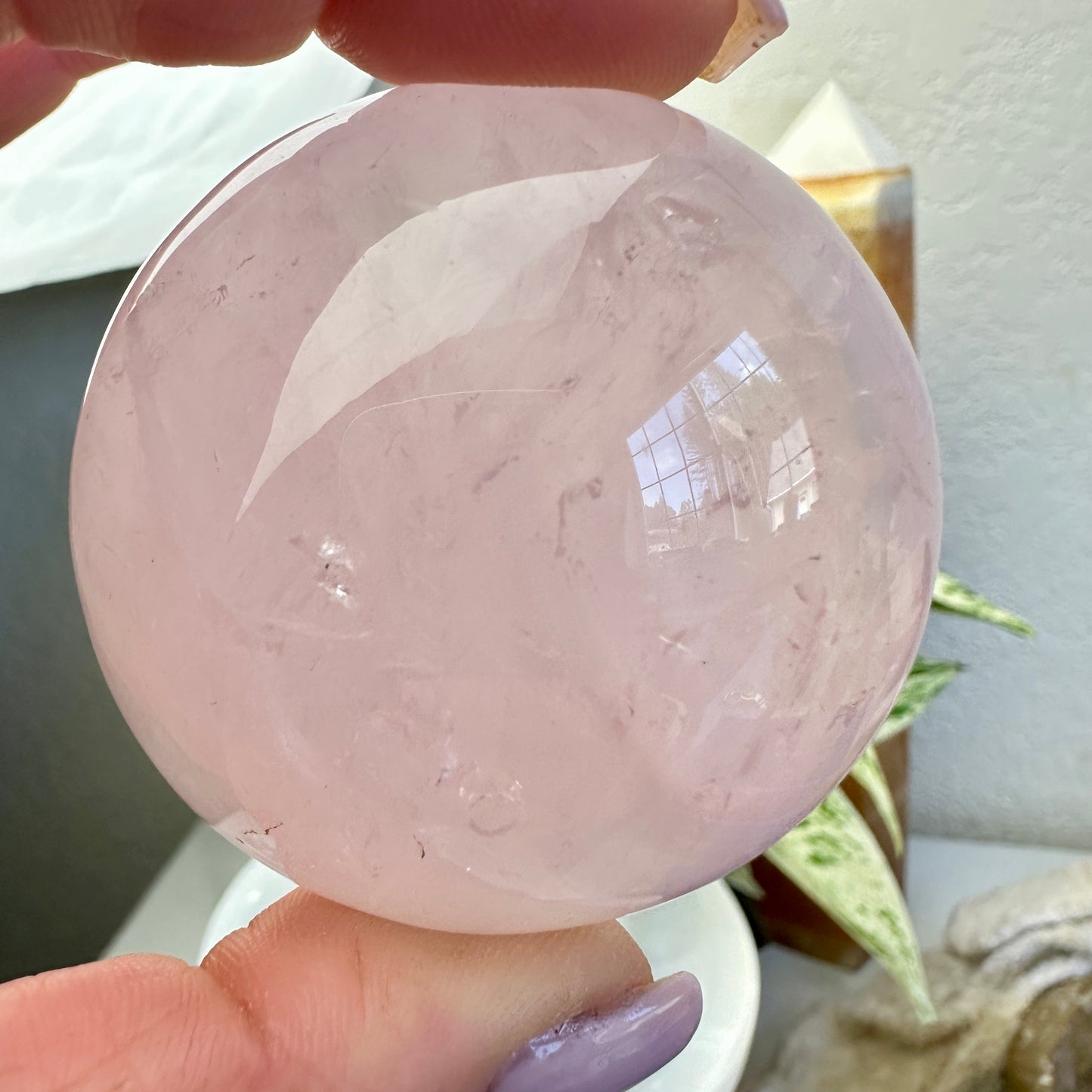 Gemmy Rose Quartz Palm Stone - 2 inch