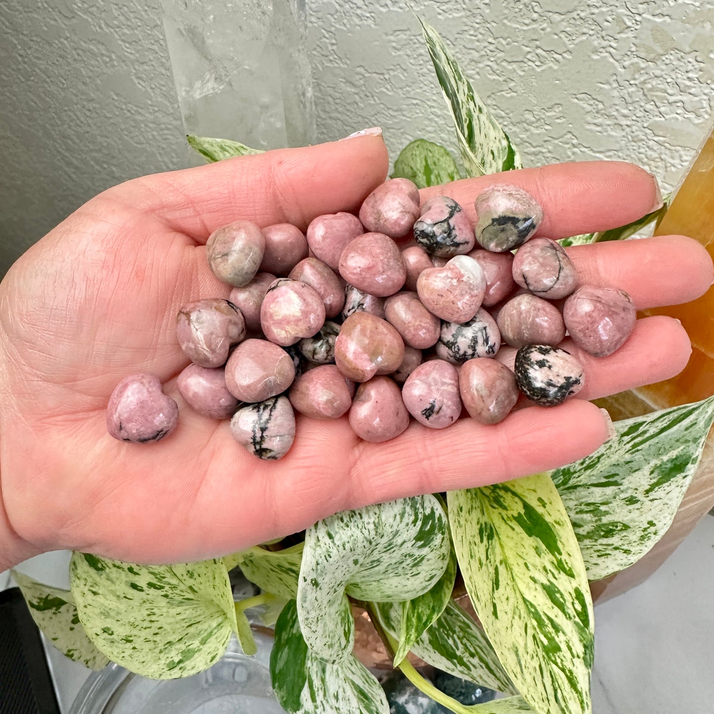 Mini Rhodonite Hearts - 0.6 inch