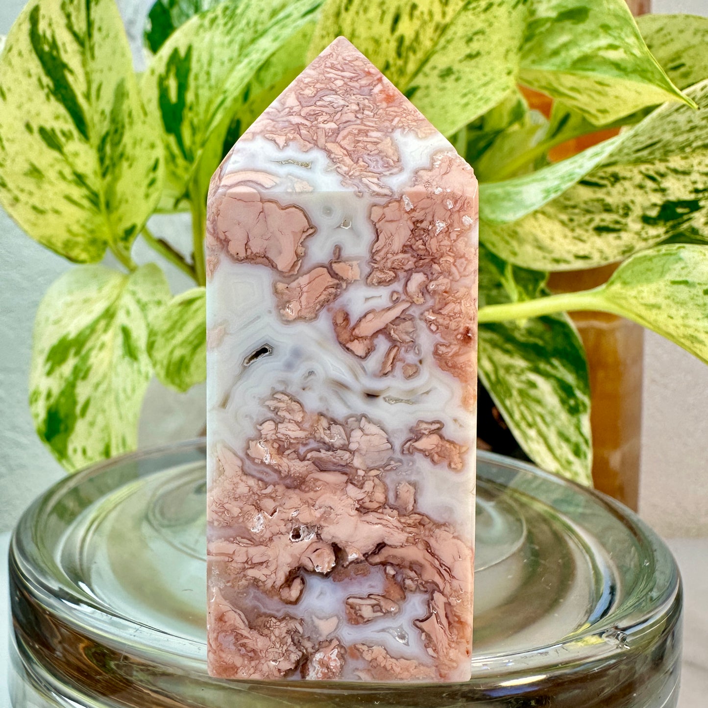 Pink Agate Tower — 3 inch
Emotional Stability | Nurturing | Grounded Love