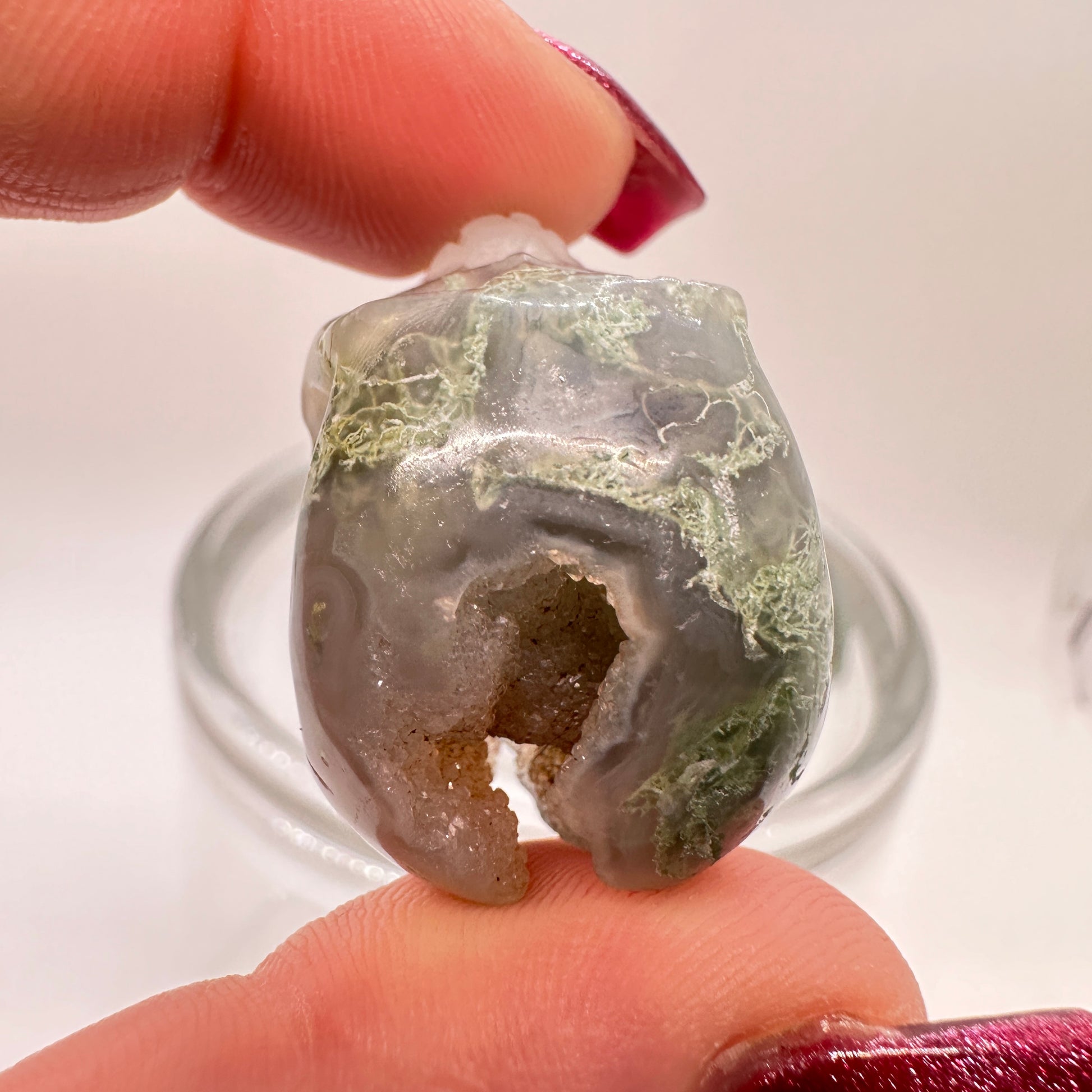 Mini Moss Agate Skull - Katie's Mystic Crystals