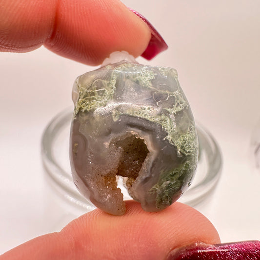 Mini Moss Agate Skull - Katie's Mystic Crystals