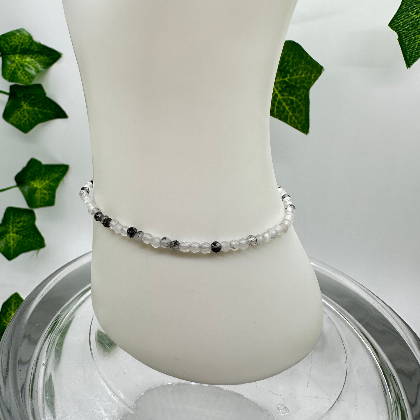 Minimalist Faceted Black Tourmaline in Quartz Bracelet - Katie's Mystic Crystals