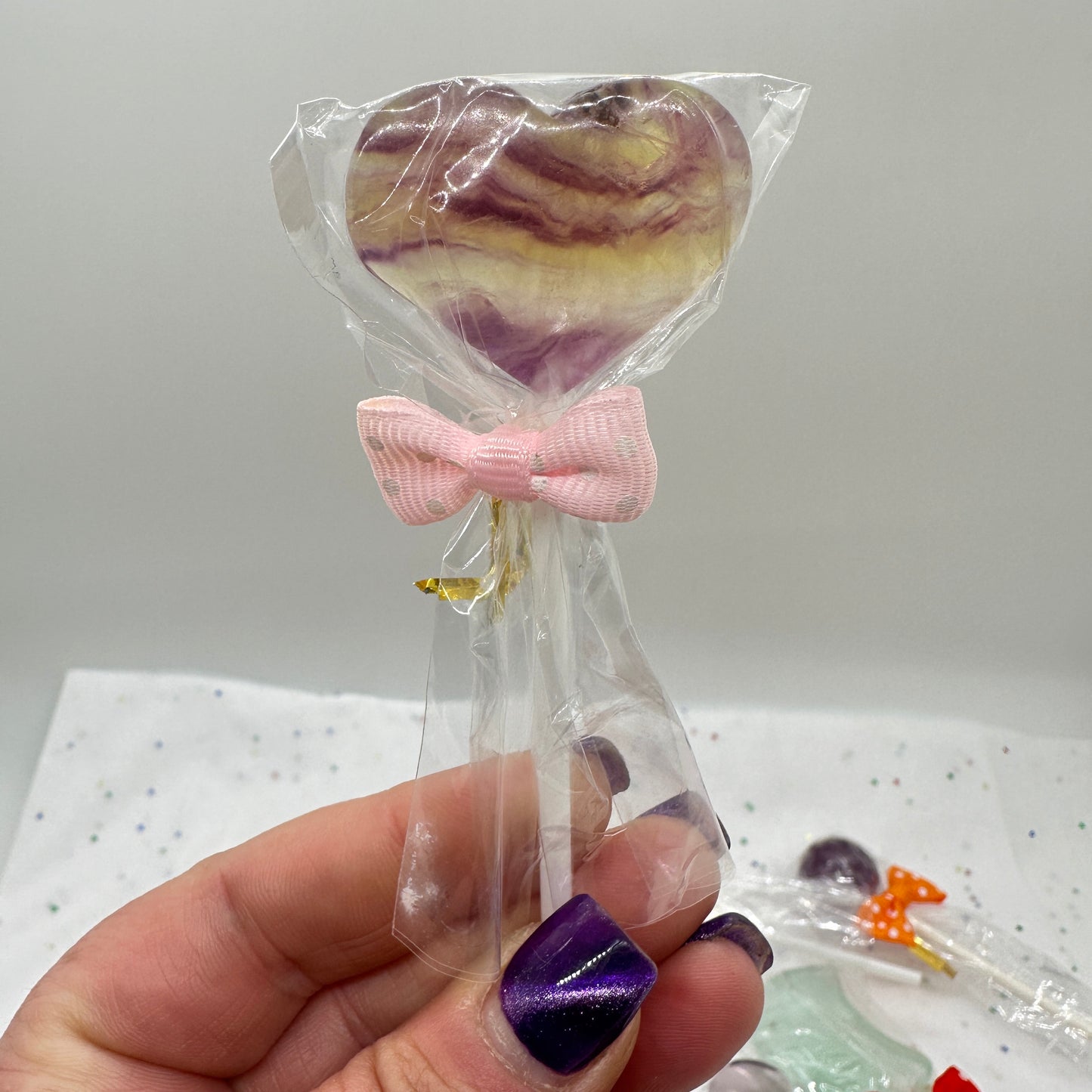 Fluorite Lollipop Rose Quartz Lollipop