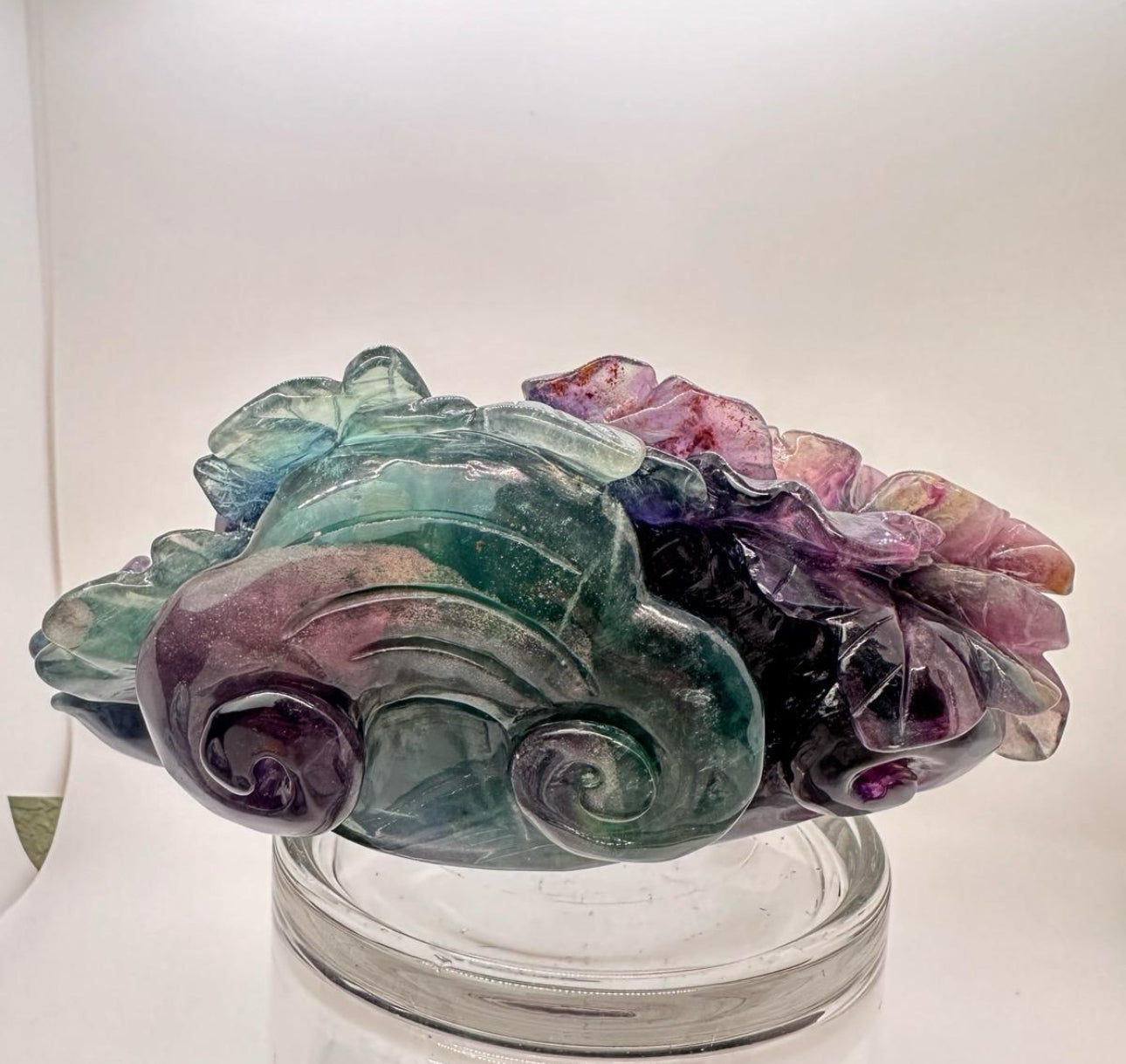 Rainbow Fluorite Flower Statement Piece - 8in long - 2lb 14oz - Hand Carved