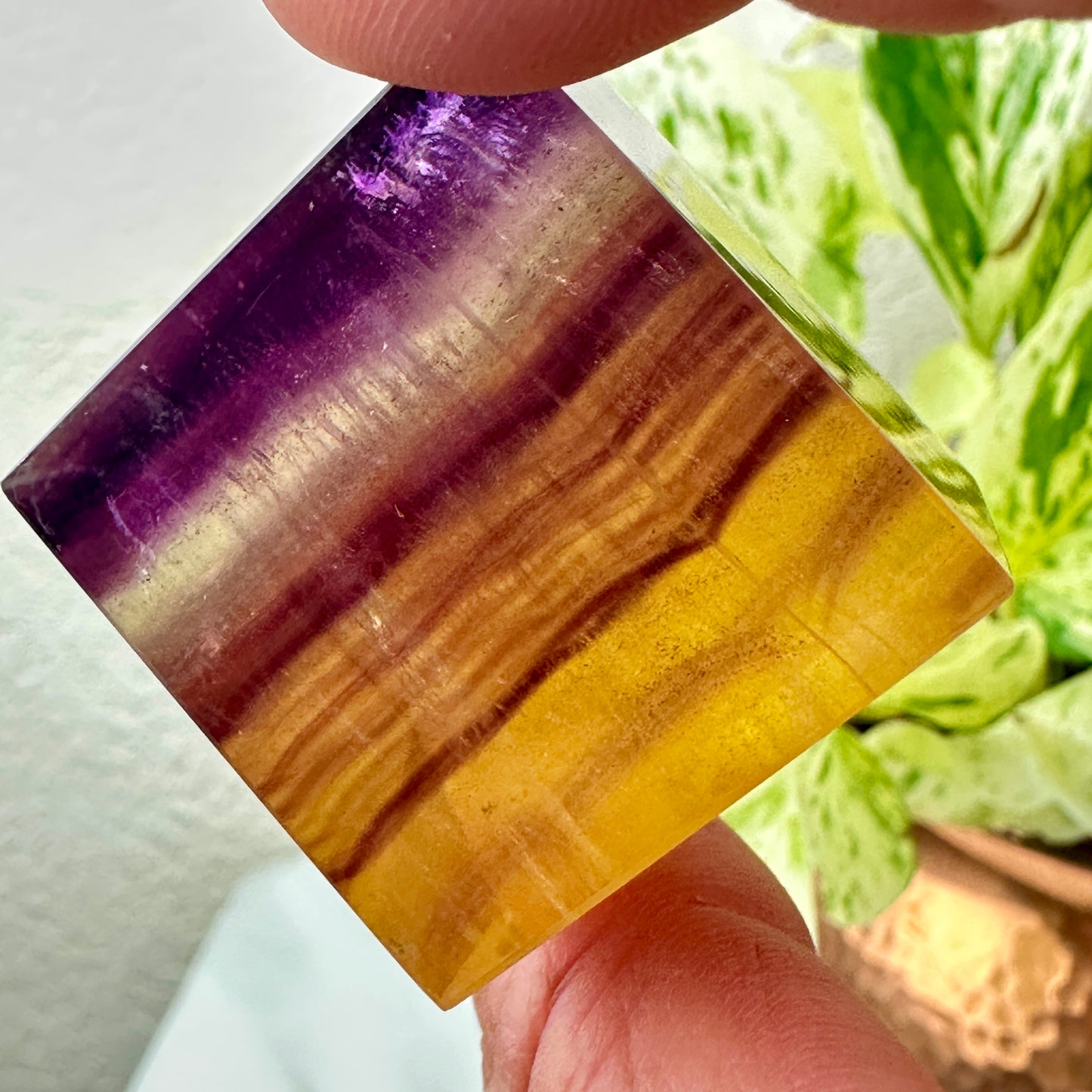 Yellow & Purple Banded Fluorite Cubes with Sparkling Mica — 1.2–1.4 inch
Clarity | Confidence | Spiritual Focus