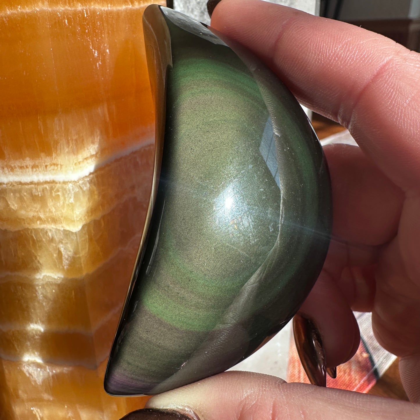 Rainbow Obsidian Moons - Katie's Mystic Crystals