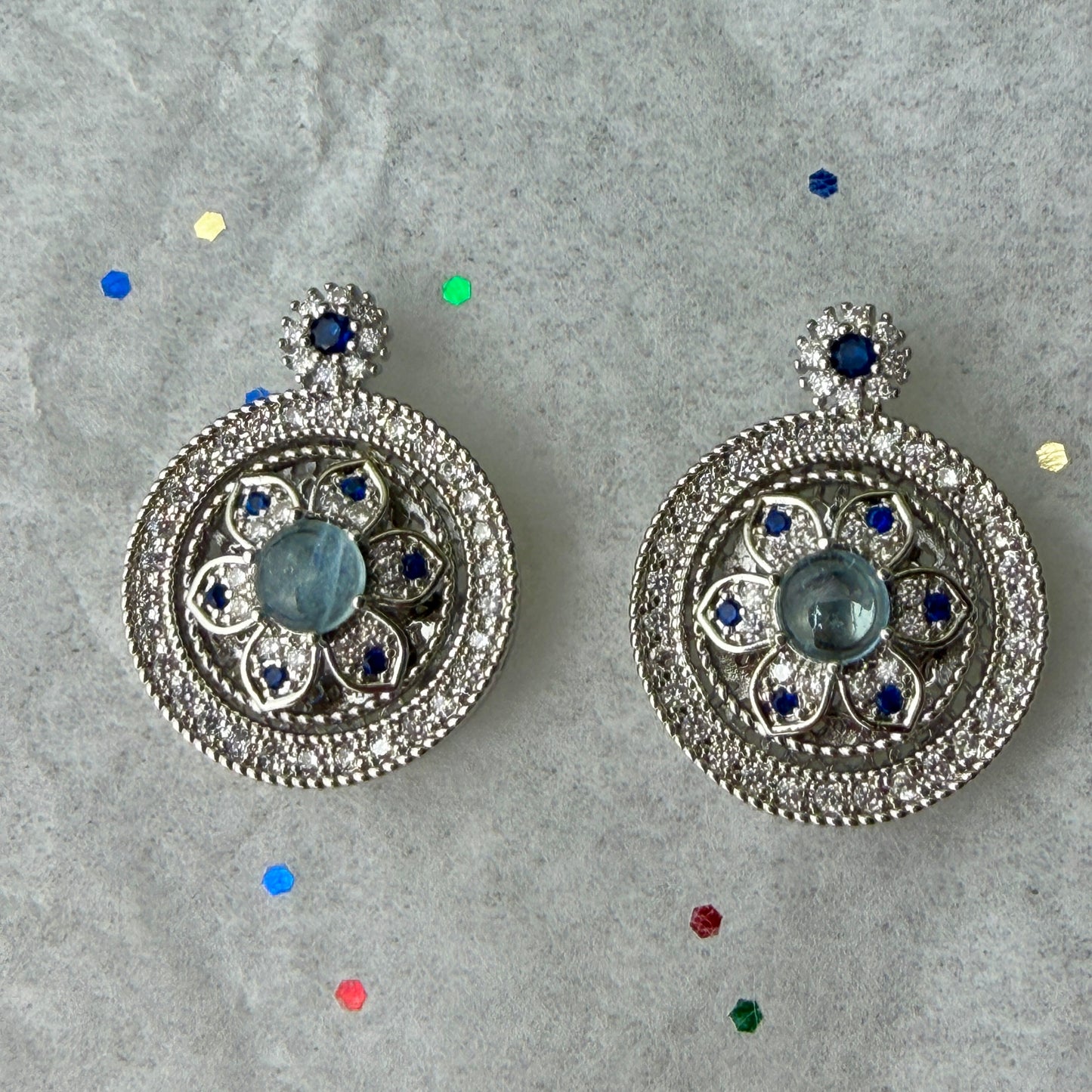 Aquamarine Spinning Wheel Pendant | 28mm Ocean Energy & Communication | CZ Accent Jewelry